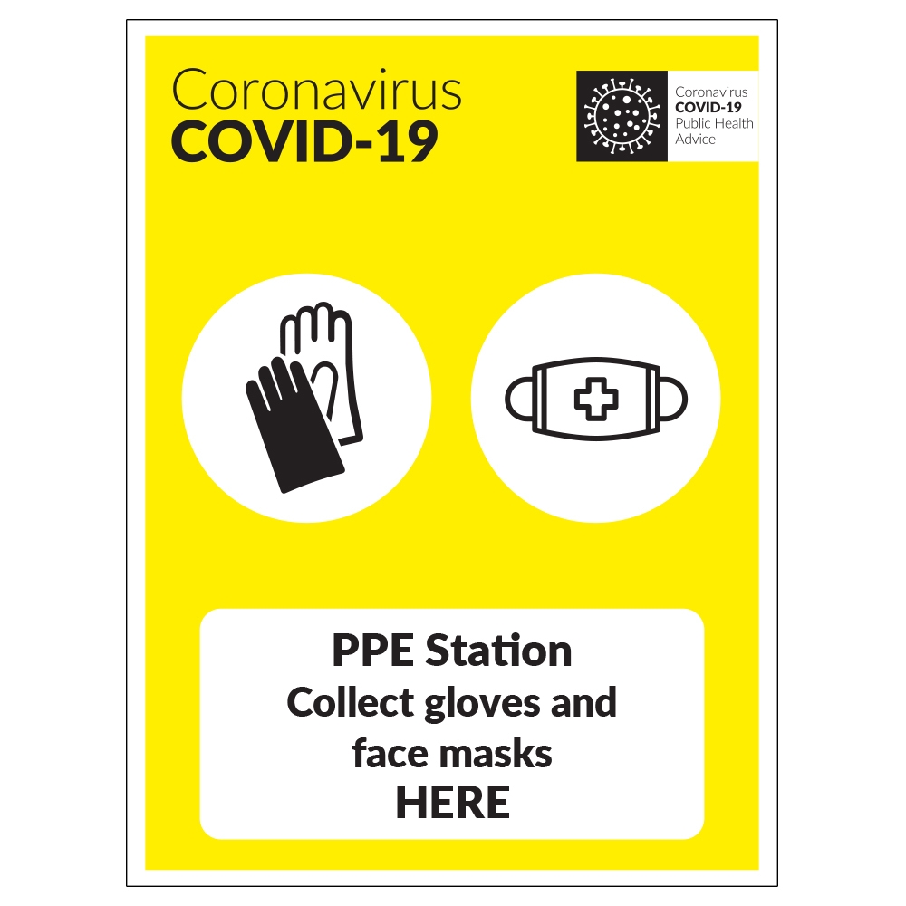 PPE Station Collect Gloves And Face Masks Sign